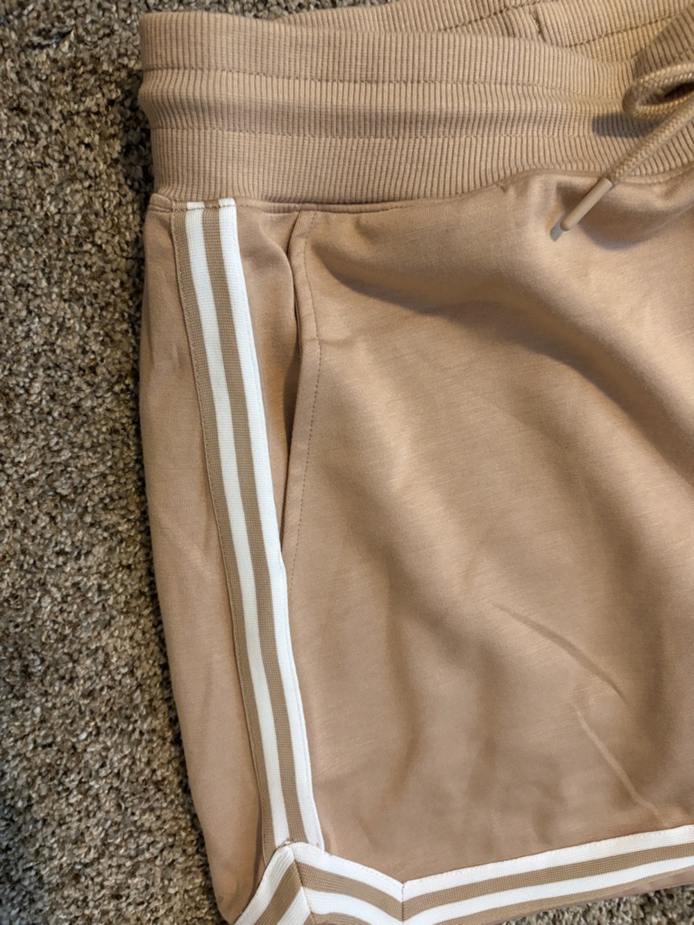Spalding Women's Tan Athletic Drawstring Mini Skirt with White Stripes - Picture 4 of 5